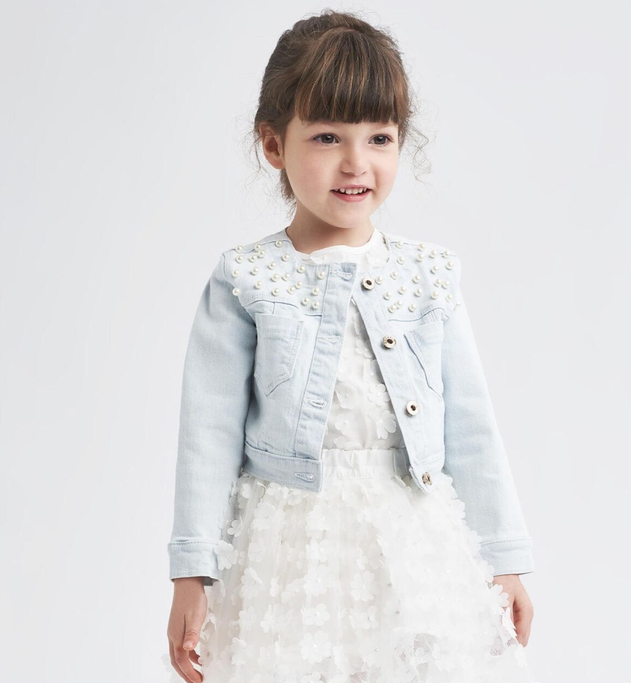 Bambina iDO | Giacchetto Jeans Con Perle Per Bambina